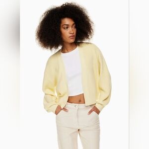Aritzia $158 Wilfred Free Merino Wool Unwind Waist Cardigan in Butter Yellow XL
